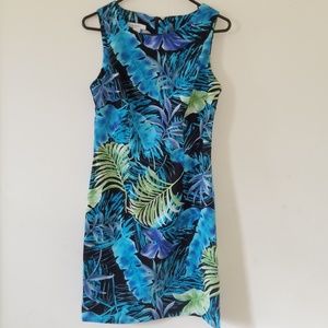 Dressbarn Blue Green & Black Floral Dress